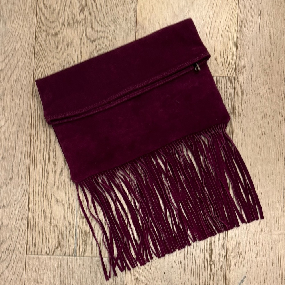 Elegant Burgundy Fringe Clutch